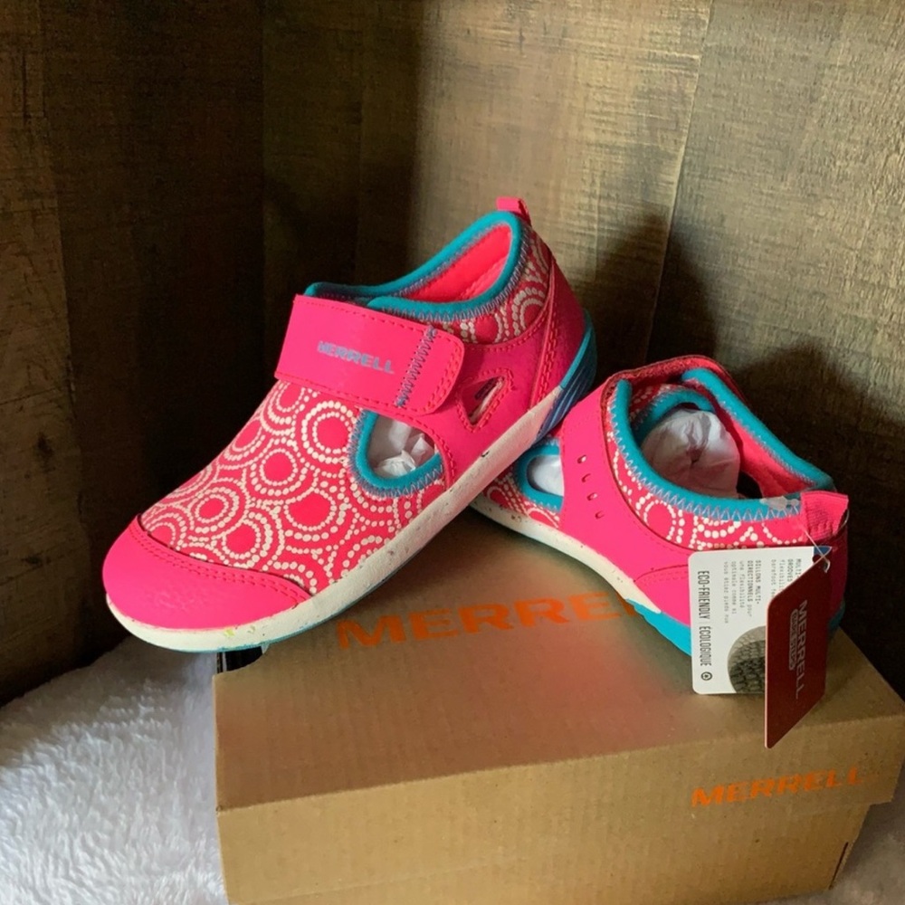 Merrell Pink and Blue Sneakers with Velcro Strap water shoes